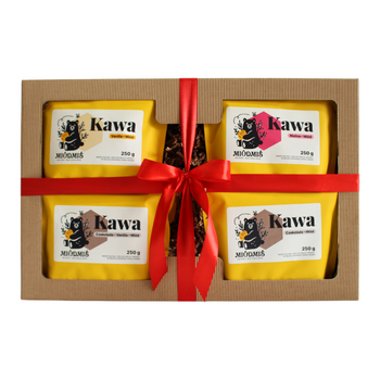 Prezentowy Box Miódmiś Kawa Czekolada-Miód, Vanilia-Miód, Malina-Miód, Czekolada-Vanilia-Miód
